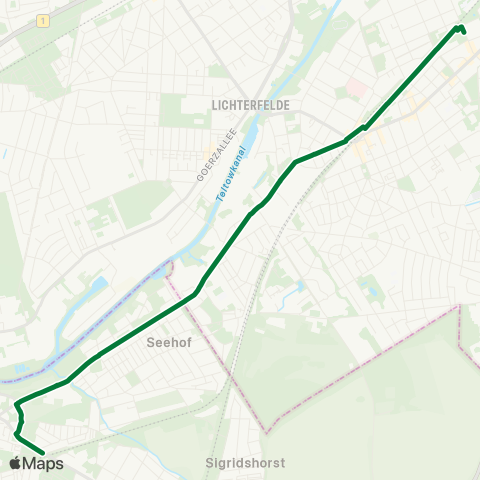 S-Bahn Berlin 🅢 Lankwitz (Berlin) ↔︎ 🅢 Teltow Stadt map