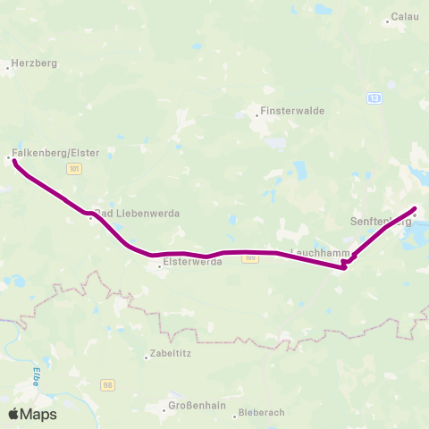 DB Regio Falkenberg ↔︎ Busbahnhof map