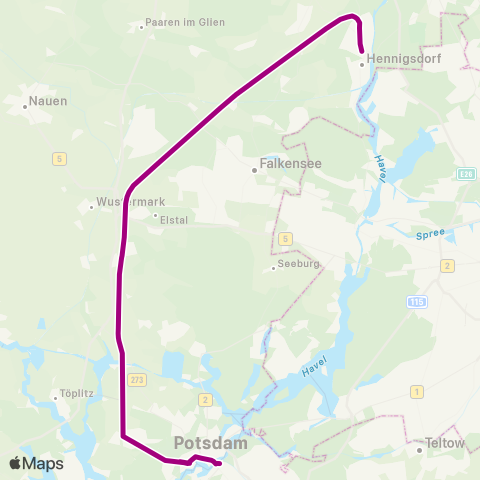 DB Regio 🅢 Potsdam Hbf ↔︎ Science Park map