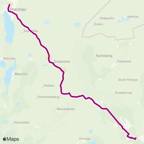 Uckermärkische Verkehrsgesellschaft Passow - Schwedt Plusbus ↔︎ Passow - Gramzow - Prenzlau Plusbus map