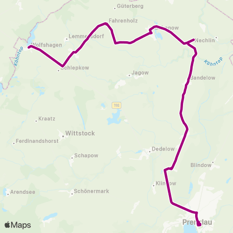 Uckermärkische Verkehrsgesellschaft Bandelow-Lübbenow-Wolfshagen ↔︎ Hetzdorf-Lübbenow-Schönwerder-Prenzlau map