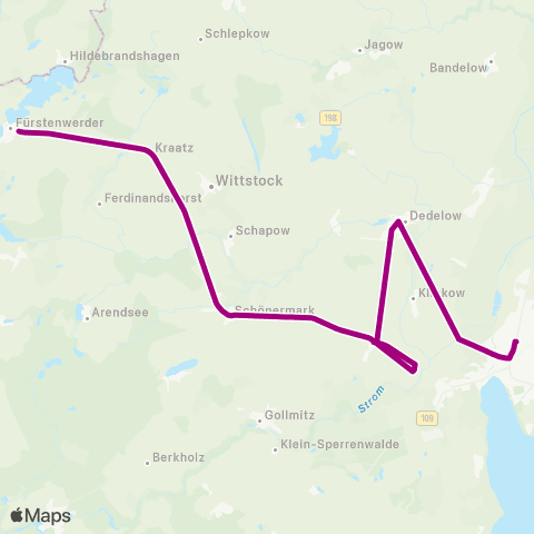 Uckermärkische Verkehrsgesellschaft Rittgarten-Fürstenwerder ↔︎ Wittstock-Rittgarten-Schönermark-Prenzlau map