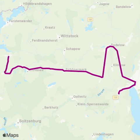 Uckermärkische Verkehrsgesellschaft Parmen - Fürstenwerde ↔︎ Prenzlau Parmen map