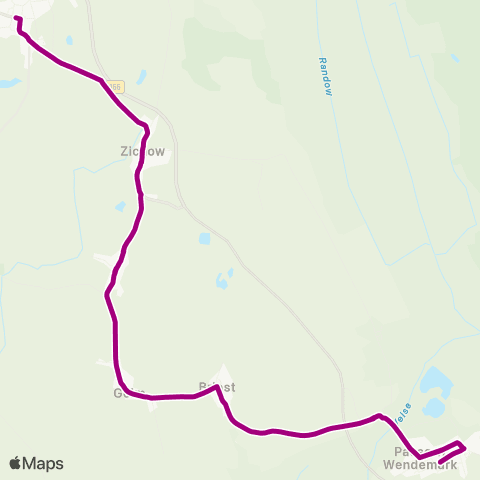 Uckermärkische Verkehrsgesellschaft Zichow Lindenweg ↔︎ Passow Schule map