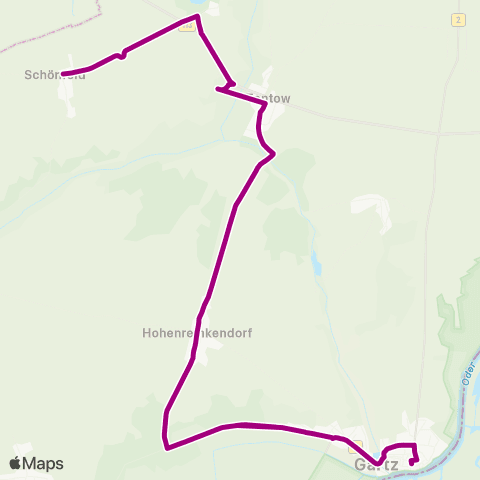 Uckermärkische Verkehrsgesellschaft Schönfeld Ü.Hohenreink ↔︎ Gartz Busbahnhof Ü. Tantow map