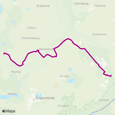 Uckermärkische Verkehrsgesellschaft Schwedt Zob ↔︎ Templin Über Wilmersdorf map