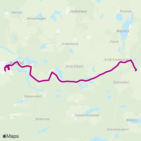 Uckermärkische Verkehrsgesellschaft Wilmersdorf ↔︎ Templin map