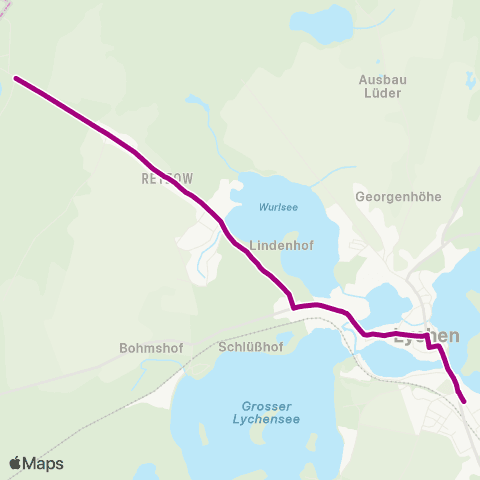 Uckermärkische Verkehrsgesellschaft Kastaven ↔︎ Lychen map