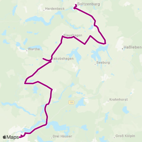 Uckermärkische Verkehrsgesellschaft Boitzenburg ↔︎ Templin map