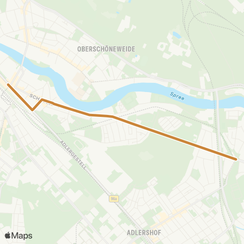 S-Bahn Berlin 🅢 Schöneweide Bhf (Berlin) ↔︎ 🅢 Spindlersfeld (Berlin) map