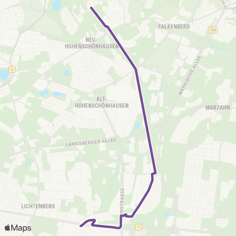 S-Bahn Berlin 🅢+🅤 Lichtenberg Bhf (Berlin) ↔︎ 🅢 Wartenberg (Berlin) map