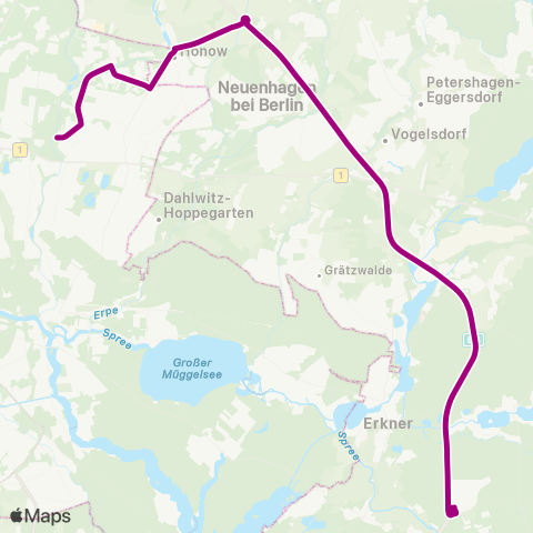 DB Regio Bus Ost Tesla Süd Bhf ↔︎ 🅢+🅤 Wuhletal (Berlin) map