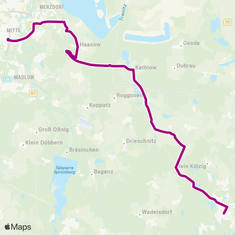 Cottbusverkehr Hbf ↔︎ Deutsches Haus map