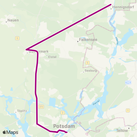 DB Regio 🅢 Potsdam Hbf ↔︎ 🅢 Hennigsdorf Bhf map