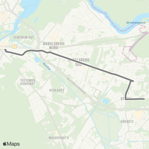 Verkehrsbetrieb Potsdam Max-Born-Str. ↔︎ 🅢 Potsdam Hbf map