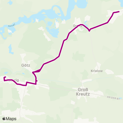 regiobus Potsdam Mittelmark Jeserig ↔︎ Schmergow map