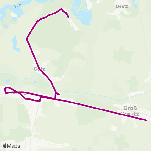 regiobus Potsdam Mittelmark Götzer Berge ↔︎ Jeserig map