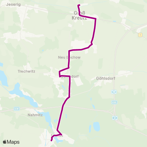 regiobus Potsdam Mittelmark Groß Kreutz Bhf ↔︎ Busbahnhof map