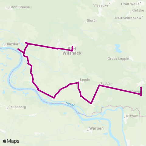 VG Prignitz Quitzöbel ↔︎ Bad Wilsnack map