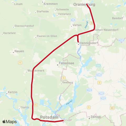 DB Regio 🅢 Griebnitzsee Bhf ↔︎ 🅢 Birkenwerder Bhf map