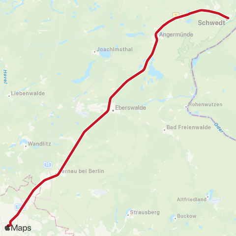 DB Regio Lutherstadt Wittenberg Hbf ↔︎ Stralsund, Hbf map