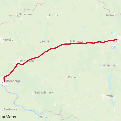 DB Regio 🅢 Hennigsdorf Bhf ↔︎ Wittenberge, map