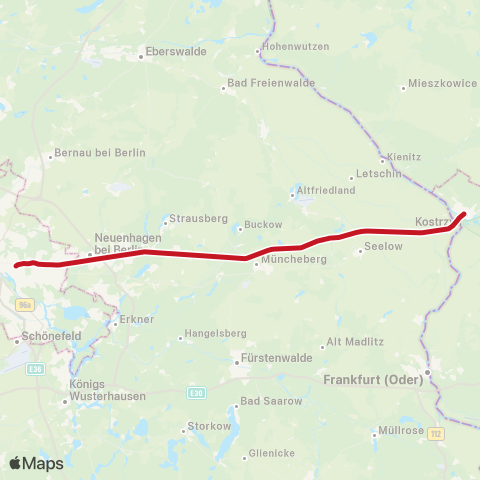 NEB Betriebsgesellschaft Kostrzyn (Pl) ↔︎ 🅢+🅤 Lichtenberg Bhf (Berlin) map