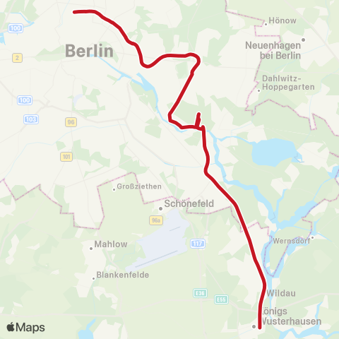 DB Regio Nauen, ↔︎ Cottbus, Hbf map