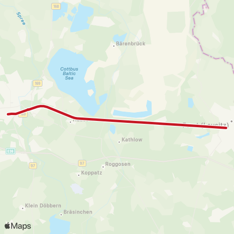 ODEG Ostdeutsche Eisenbahn Cottbus, Hbf ↔︎ Forst, map