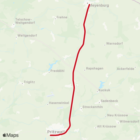 Hanseatische Eisenbahn Pritzwalk, ↔︎ Meyenburg, map