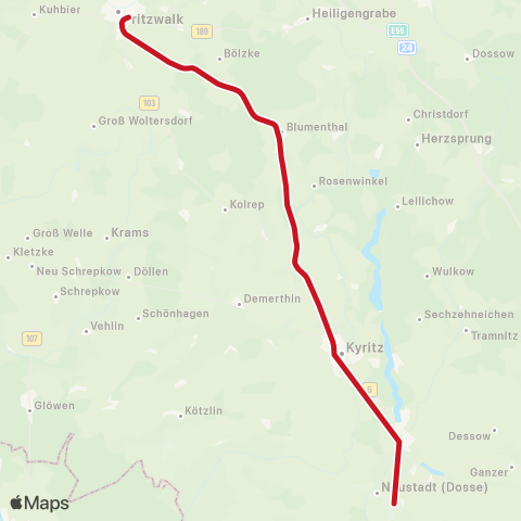 Hanseatische Eisenbahn Neustadt (Dosse), ↔︎ Kyritz, AM Bürgerpark Bhf map