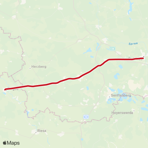 DB Regio Hauptbahnhof ↔︎ Frankfurt (Oder), map