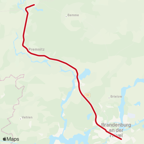 DB Regio Brandenburg, Hbf ↔︎ Rathenow, map