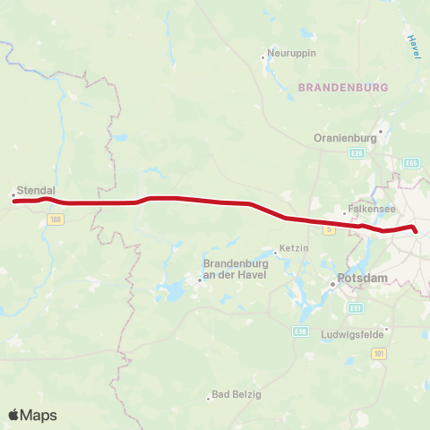 DB Regio Rathenow, ↔︎ Jüterbog, map