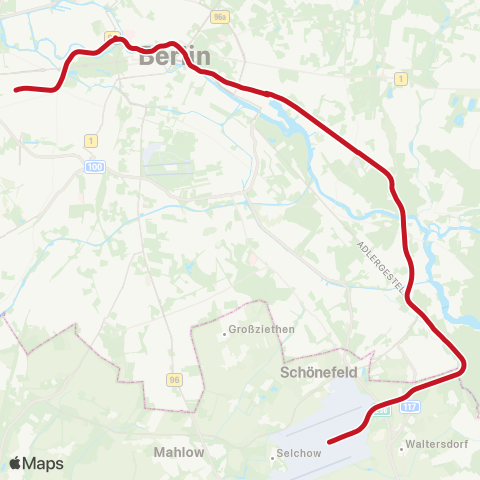 DB Regio Flughafen Ber ↔︎ 🅢+🅤 Berlin Hbf map