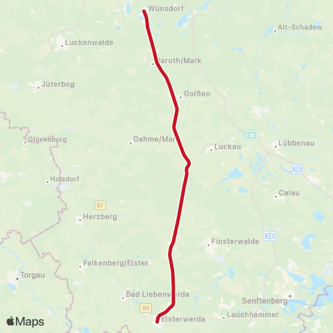 ODEG Ostdeutsche Eisenbahn Elstal, ↔︎ Wismar, map