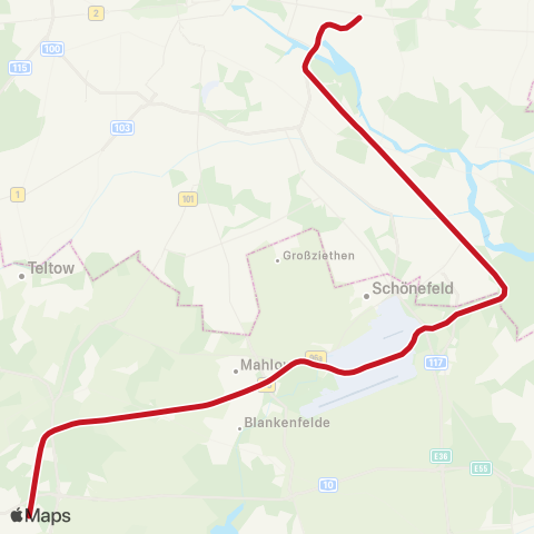 DB Regio Ludwigsfelde, ↔︎ 🅢 Oranienburg Bhf map