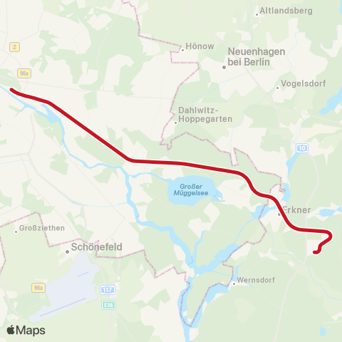 ODEG Ostdeutsche Eisenbahn Fangschleuse, Tesla Süd Bhf ↔︎ 🅢 Erkner Bhf map