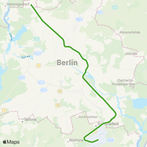 S-Bahn Berlin 🅢+🅤 Pankow ↔︎ Flughafen Ber map