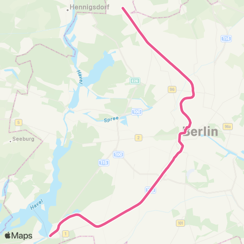 S-Bahn Berlin 🅢 Oranienburg Bhf ↔︎ 🅢 Wannsee Bhf map