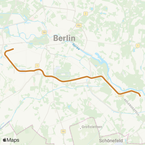 S-Bahn Berlin 🅢 Schöneweide Bhf ↔︎ 🅢 Spindlersfeld map