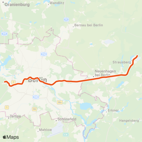 S-Bahn Berlin 🅢 Westkreuz ↔︎ 🅢 Strausberg Nord map