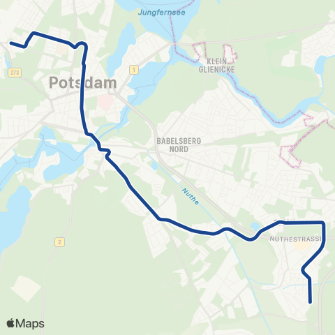 Verkehrsbetrieb Potsdam Hbf ↔︎ Kirschallee map