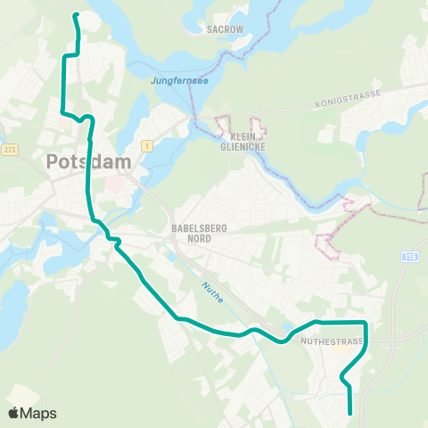 Verkehrsbetrieb Potsdam Marie-Juchacz-Str. ↔︎ Campus Jungfernsee map