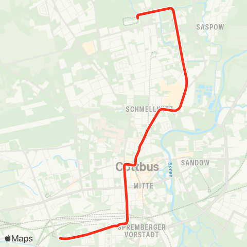 Cottbusverkehr Jessener Str. ↔︎ Sandow map