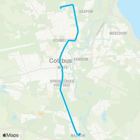 Cottbusverkehr Madlow ↔︎ Ströbitz map
