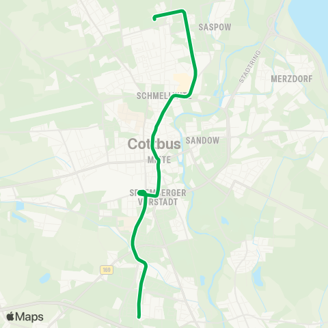 Cottbusverkehr Sachsendorf ↔︎ Neu Schmellwitz map