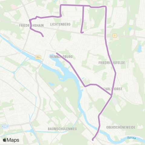 BVG 🅢 Schöneweide ↔︎ 🅢+🅤 Lichtenberg Bhf map