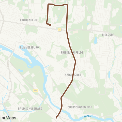 BVG 🅢 Schöneweide ↔︎ 🅢+🅤 Lichtenberg Bhf map