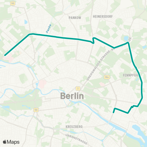 BVG 🅢 Warschauer Str. ↔︎ Virchow-Klinikum map